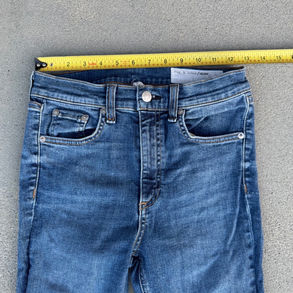 Rag & Bone High Rise Skinny Jeans Blue Denim Size 27 - Picture 6 of 12